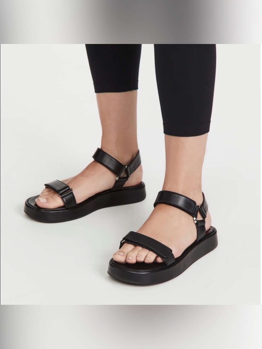 STAUD Liz Black Flatform Strap Sandals - Women, size 6